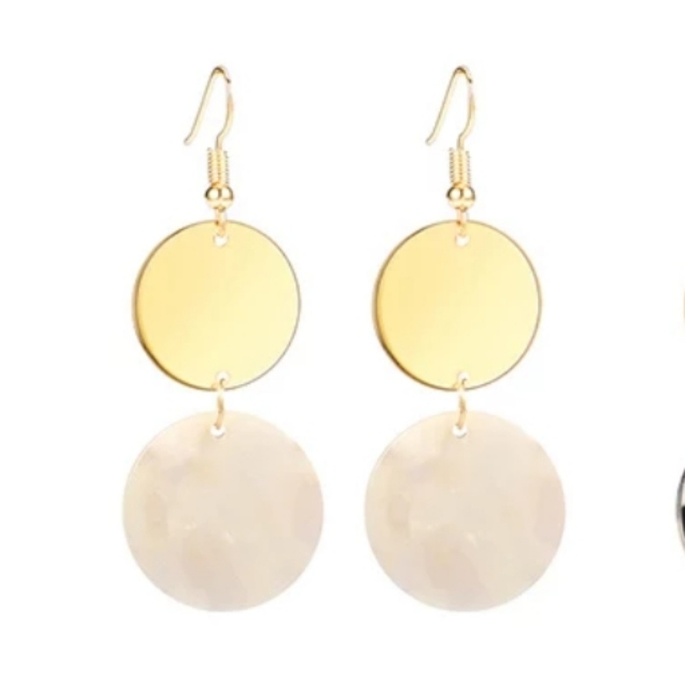 White & Gold Acrylic Earrings